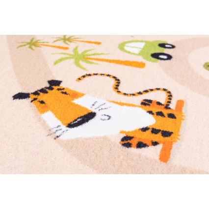 Rutschfester Kinderteppich ARES STREETS 160 cm beige/safari