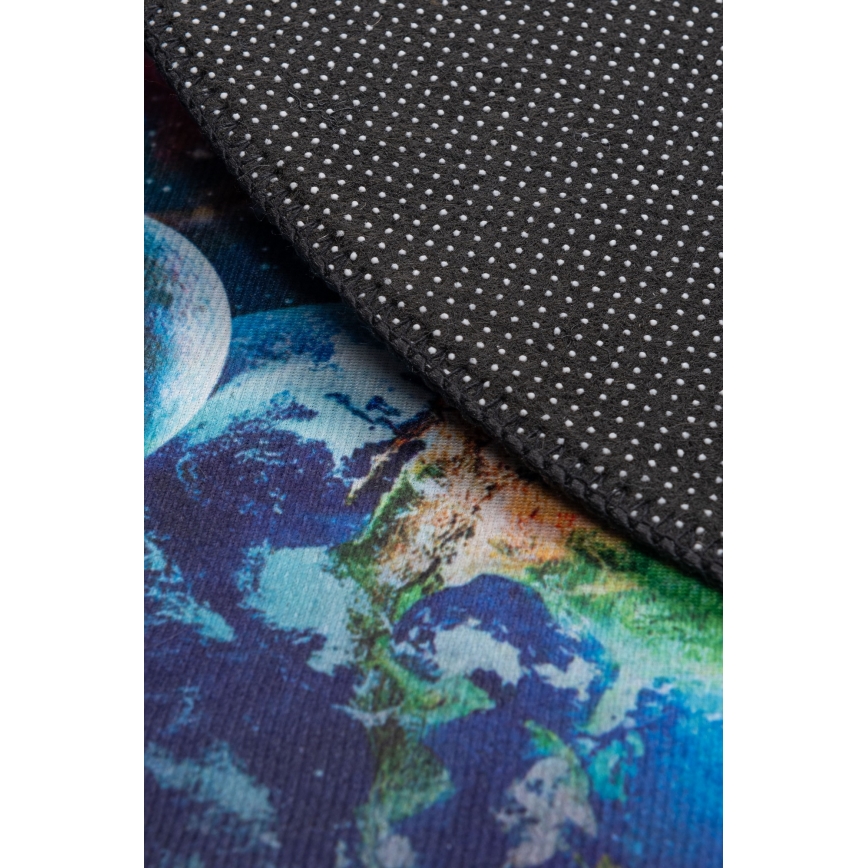 Rutschfester Kinderteppich PRINT 3D 80 cm Planeten/bunt