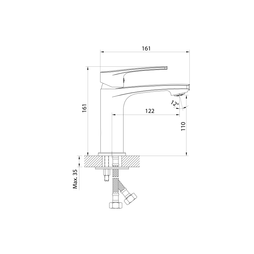 Samona - Mitigeur pour lavabo KORANA 16 cm, chrome brillant