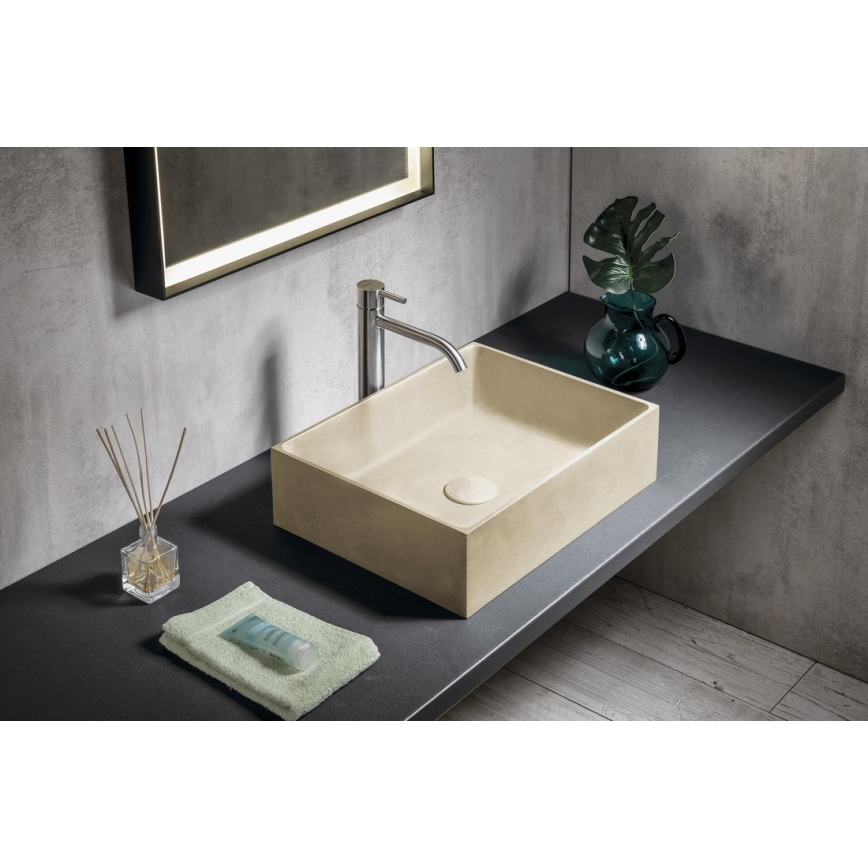 Sapho - Aufsatzwaschbecken FORMIGO 47,5x36,5 cm Beton/Beige