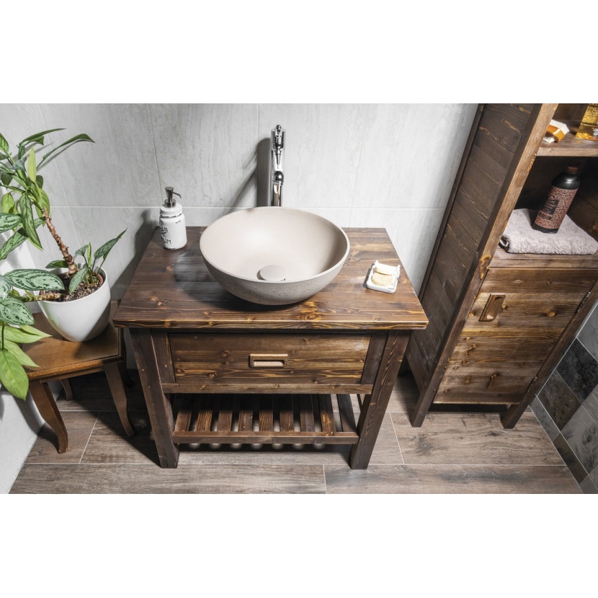 Sapho - Aufsatzwaschbecken FORMIGO Ø 39 cm Beton/sandfarben