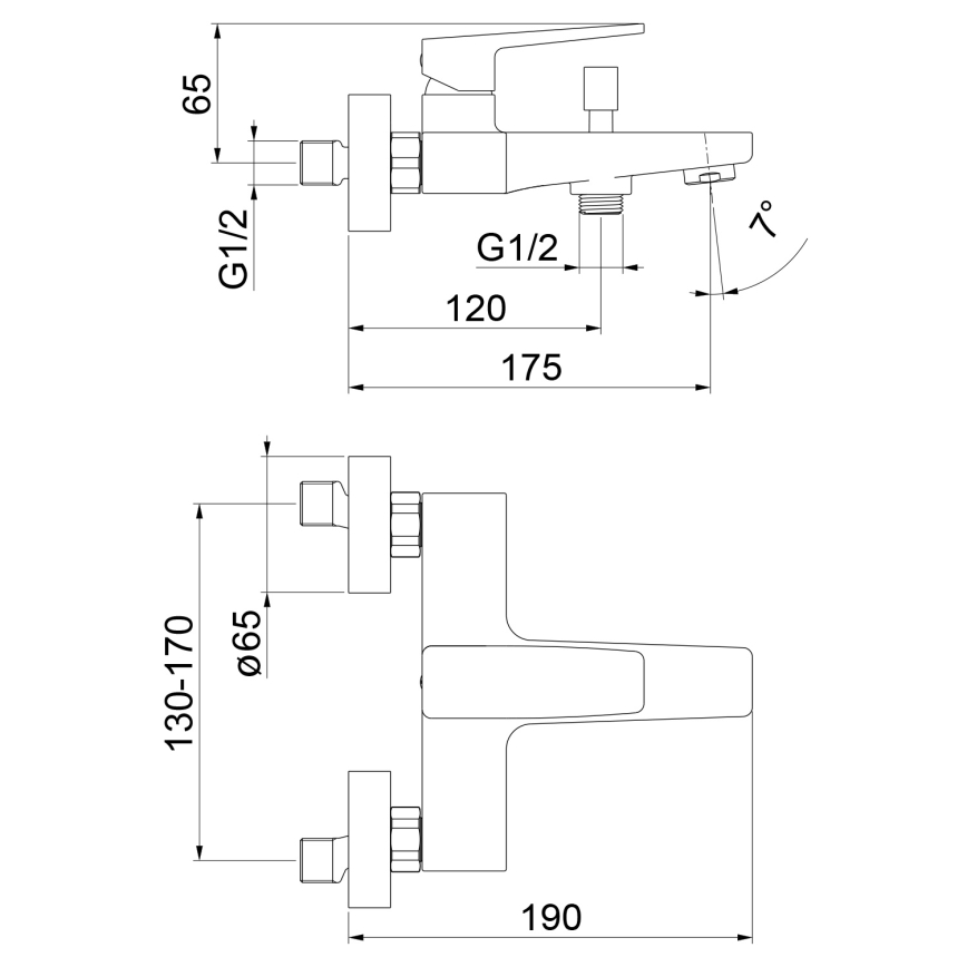 Sapho - Badewannenarmatur TURSI, glänzender Chrom