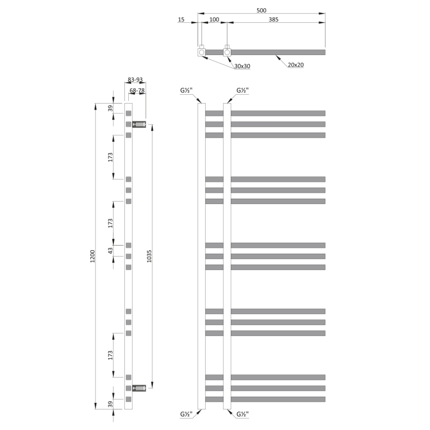 Sapho - Badezimmerheizkörper MAGDALENA, 408 W/230 V, 50 x 120 cm, hochglänzend verchromt