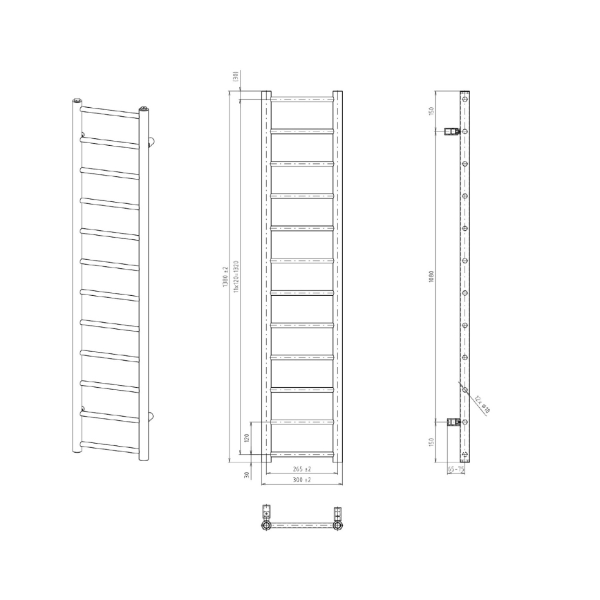 Sapho - Badheizkörper DINA 278 W 30×138 cm weiß