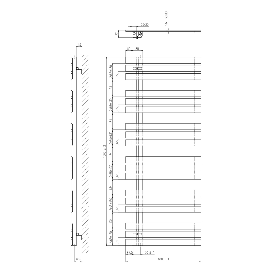 Sapho - Badheizkörper SILVANA 680W/230V 60x150 cm weiß