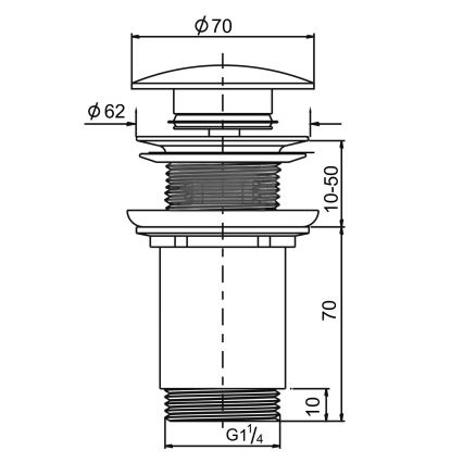Sapho - Bonde de lavabo Ø 7 cm noir mat / chrome brillant