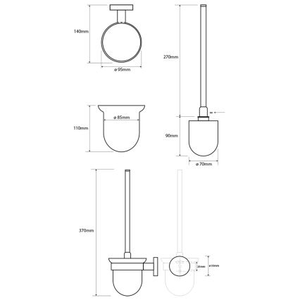 Sapho - Brosse WC murale X-ROUND verre dépoli/blanc