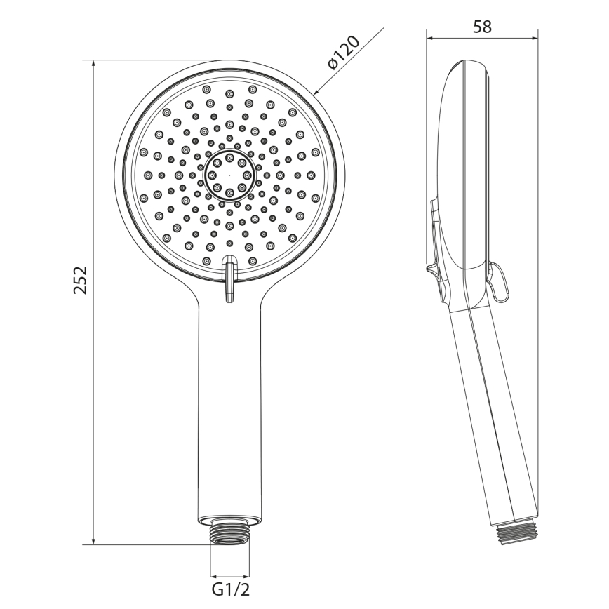 Sapho - Doccia portatile con modalità di risciacquo cromo lucido