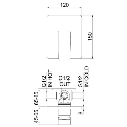 Sapho - Duscharmatur für Unterputzmontage TURSI, glänzender Chrom