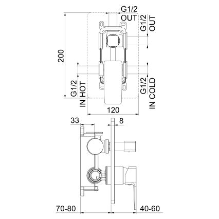 Sapho - Duscharmatur für Unterputzmontage TURSI matt schwarz