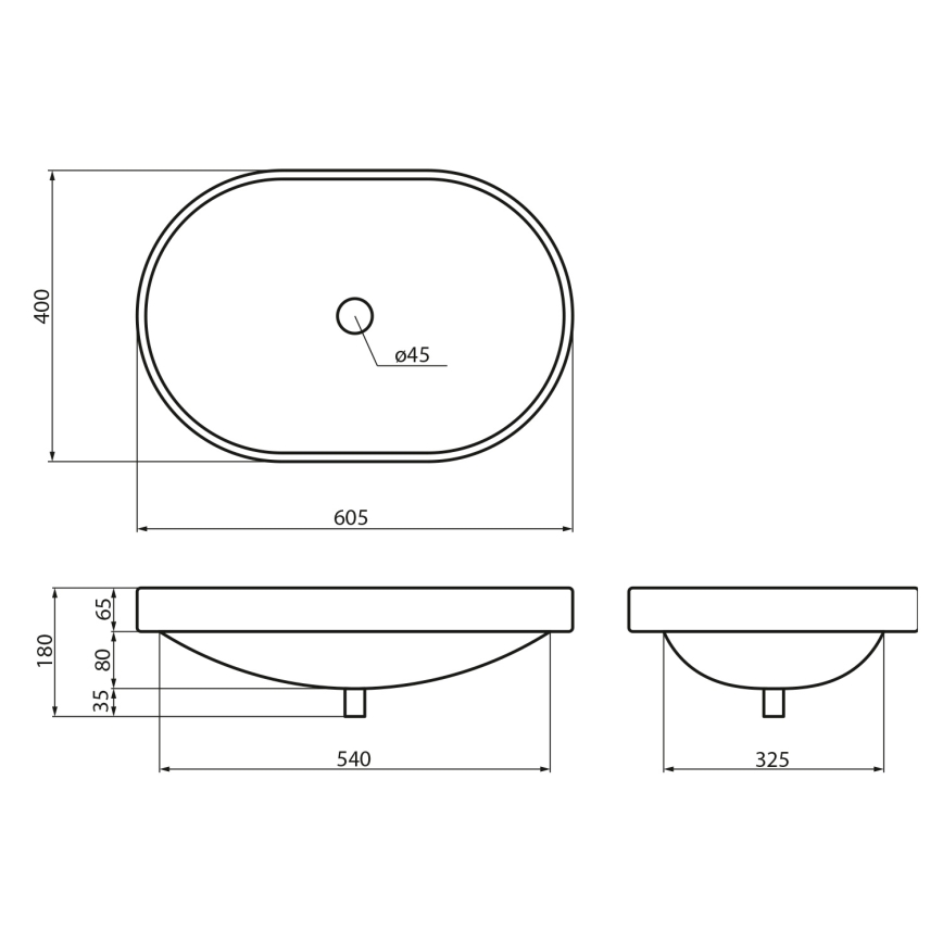 Sapho - Einbau-Waschbecken LIMA 60x40 cm Keramik/weiß