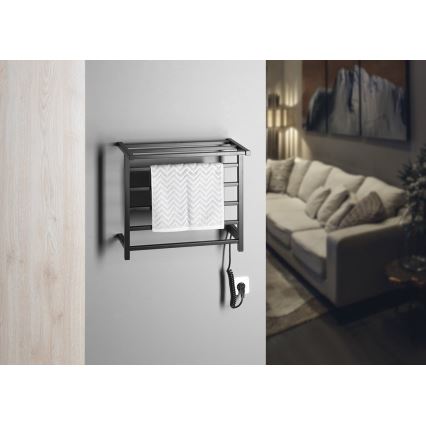 Sapho - Elektrischer Handtuchwärmer ELZOR 60W/230V 47x50 cm matt schwarz