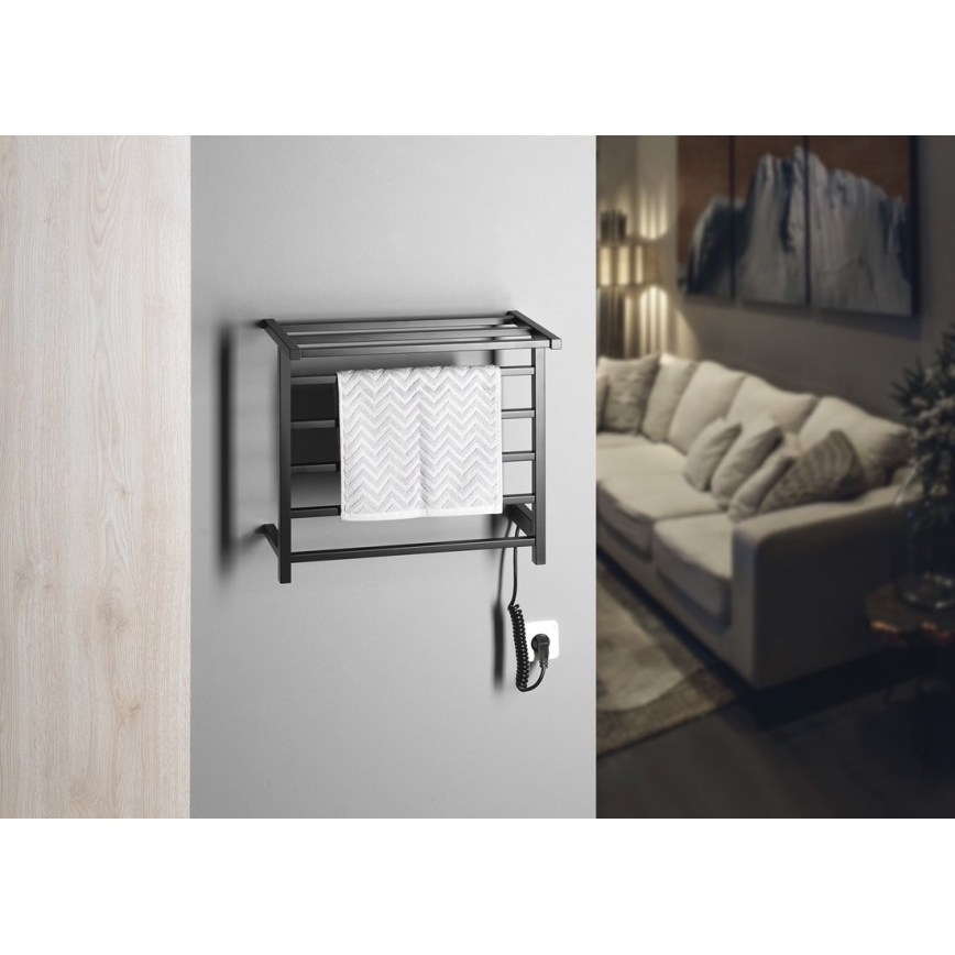 Sapho - Elektrischer Handtuchwärmer ELZOR 60W/230V 47x50 cm matt schwarz