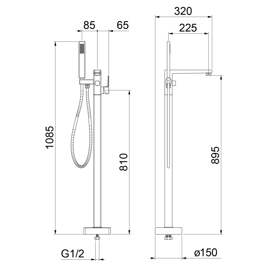 Sapho - Freistehendes Wannen-Set mit Wannenarmatur TURSI glänzender Chrom