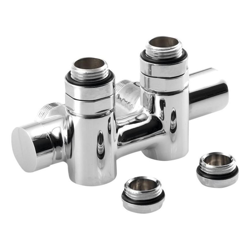 Sapho - Kit de raccordement de vannes pour raccordement central TWIN COMBI droit/chrome brillant