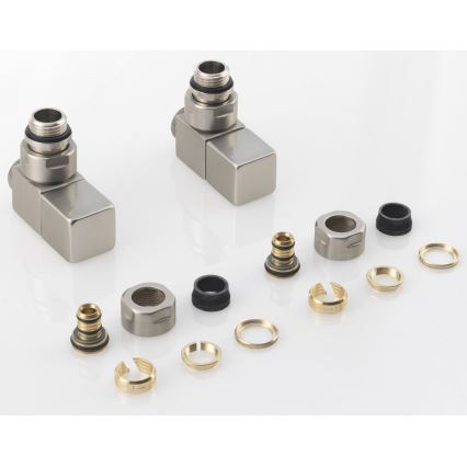 Sapho - Kit de raccordement pour vannes d'angle CUBE, 2 pièces, inox brossé