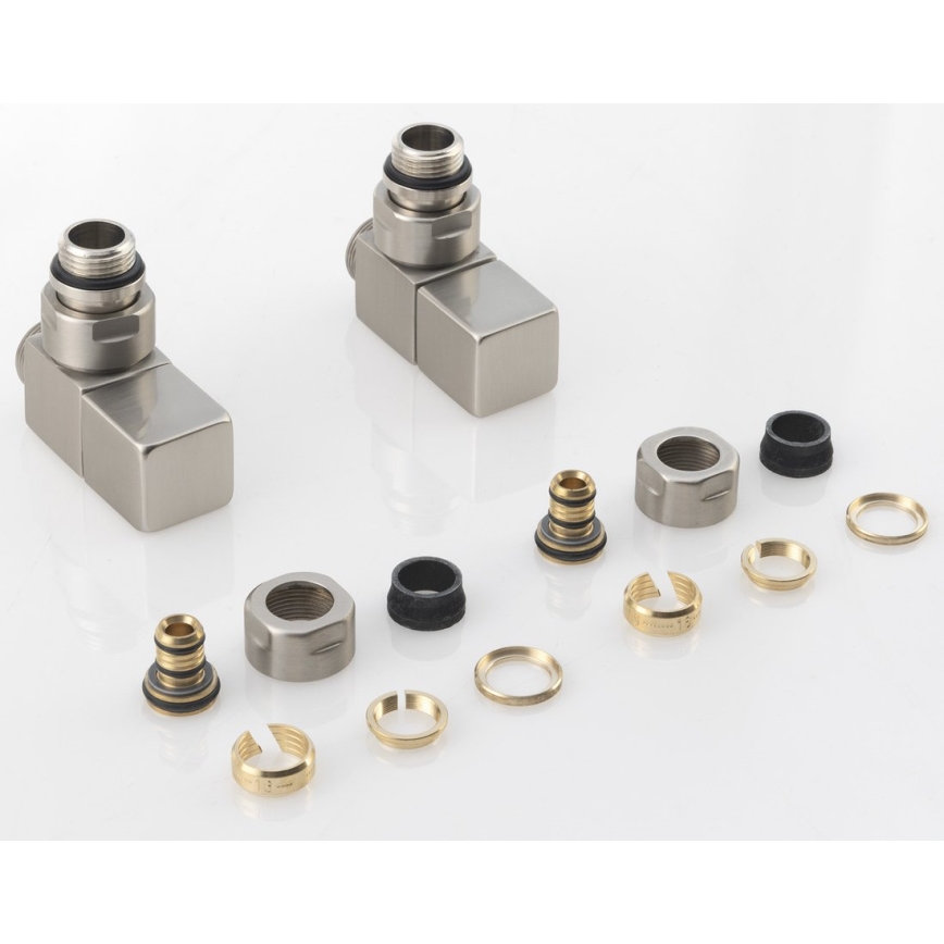 Sapho - Kit de raccordement pour vannes d'angle CUBE, 2 pièces, inox brossé