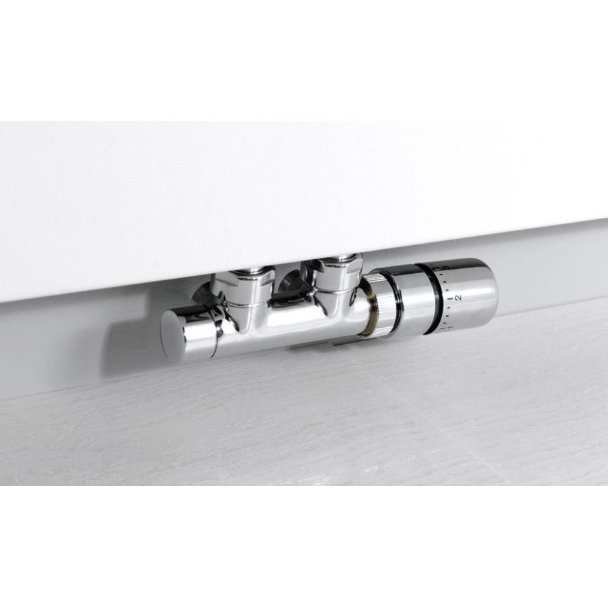 Sapho - Kit thermostatique pour raccordement central TWIN, version droite / chrome brillant