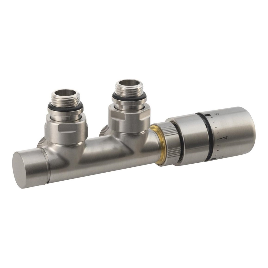 Sapho - Kit termostatico di collegamento per attacco centrale TWIN, acciaio inossidabile satinato