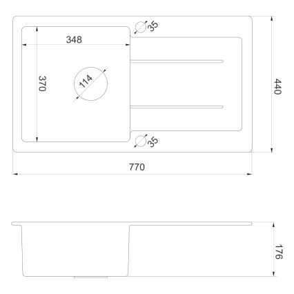 Sapho - Küchenspüle 77x44 cm Granit/Schwarz