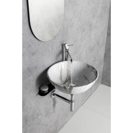 Sapho - Lavabo à poser DALMA Ø 42 cm céramique / Carrara / blanc