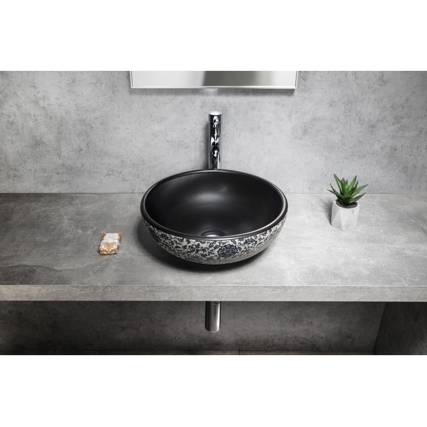 Sapho - Lavabo à poser PRIORI Ø 41 cm noir/blanc
