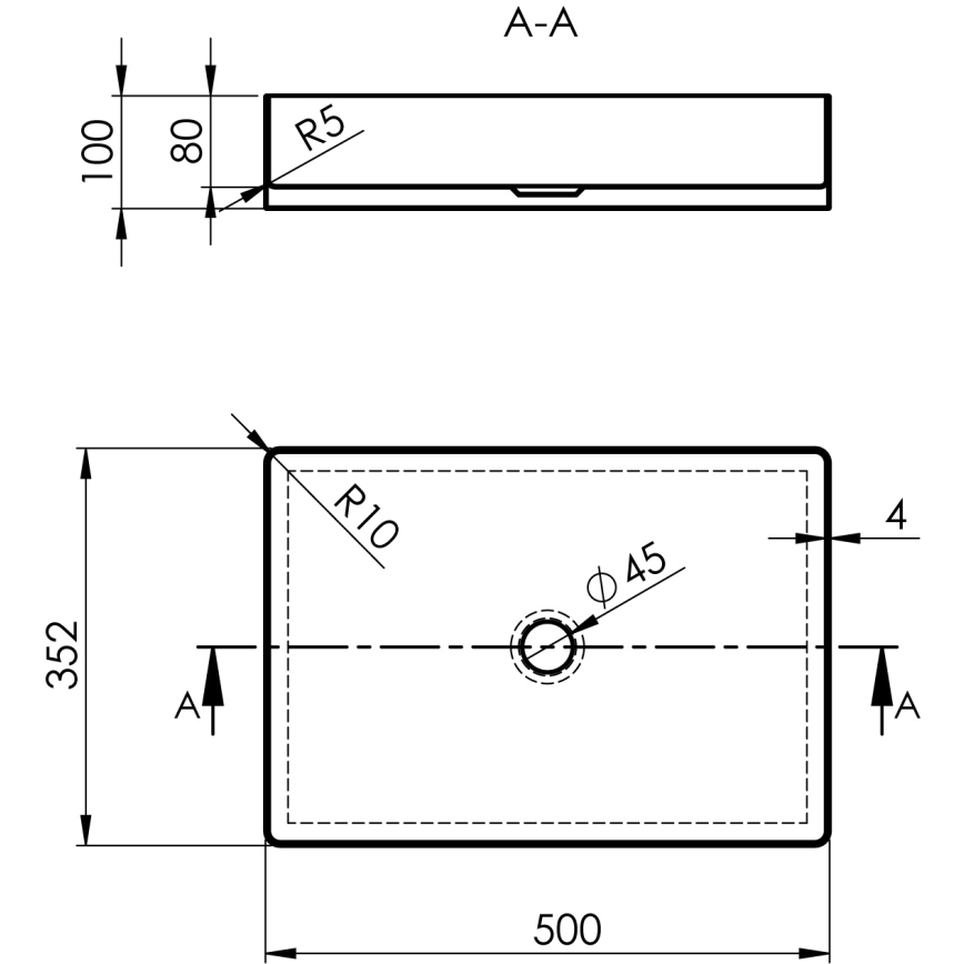 Sapho - Lavabo da appoggio AURUM 50x35 cm antracite