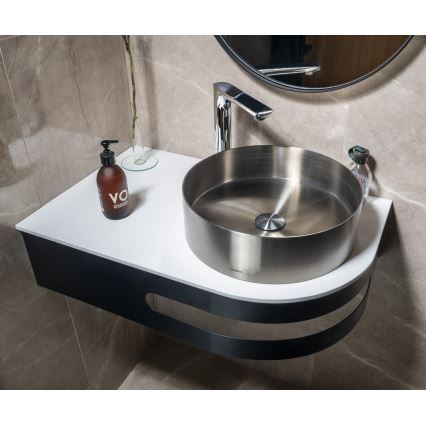 Sapho - Lavabo da appoggio AURUM Ø 38 cm in acciaio inox spazzolato