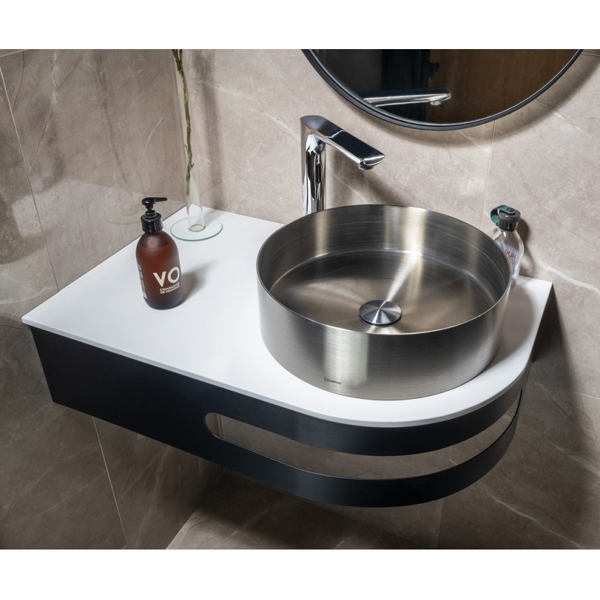 Sapho - Lavabo da appoggio AURUM Ø 38 cm in acciaio inox spazzolato