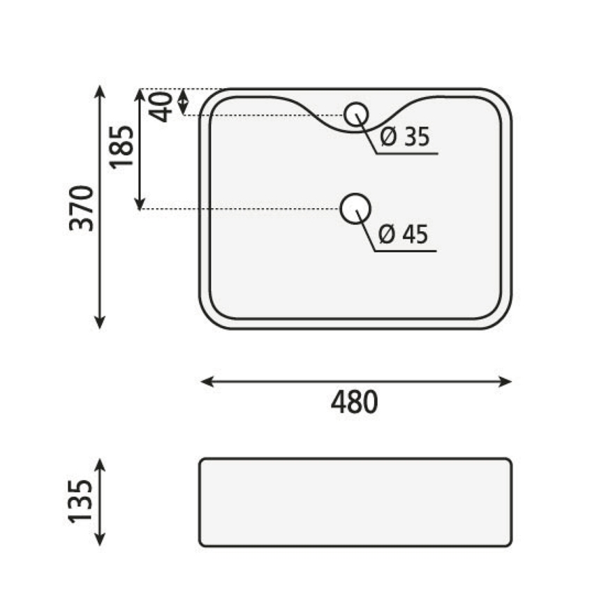 Sapho - Lavabo da appoggio BALENA 48x37 cm ceramica/bianco