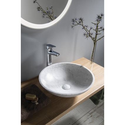 Sapho - Lavabo da appoggio BLOK Ø 42 cm pietra/Carrara/bianco opaco