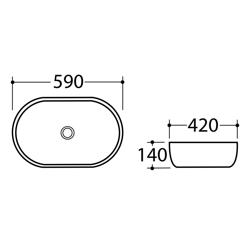 Sapho - Lavabo da appoggio DALMA 59x42 cm ceramica/grigio