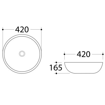 Sapho - Lavabo da appoggio DALMA Ø 42 cm ceramica/Carrara/bianco