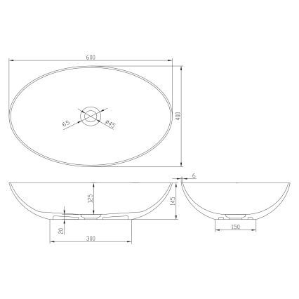 Sapho - Lavabo da appoggio FORMIGO 60x40 cm cemento/beige