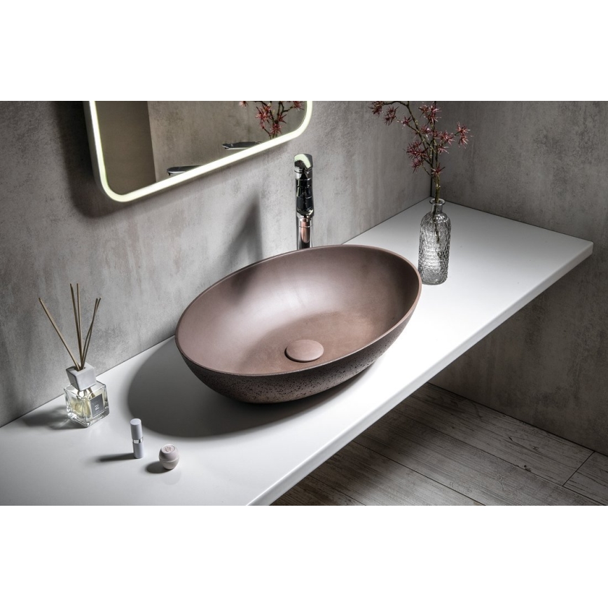 Sapho - Lavabo da appoggio FORMIGO 60x40 cm cemento/marrone
