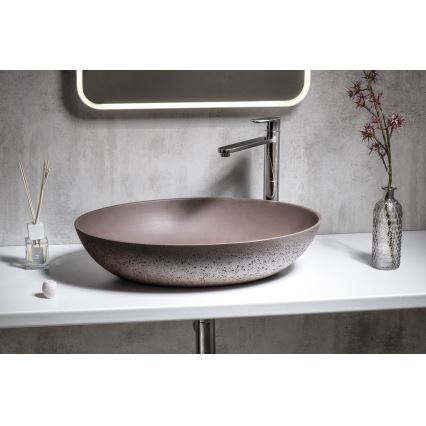 Sapho - Lavabo da appoggio FORMIGO 60x40 cm cemento/marrone