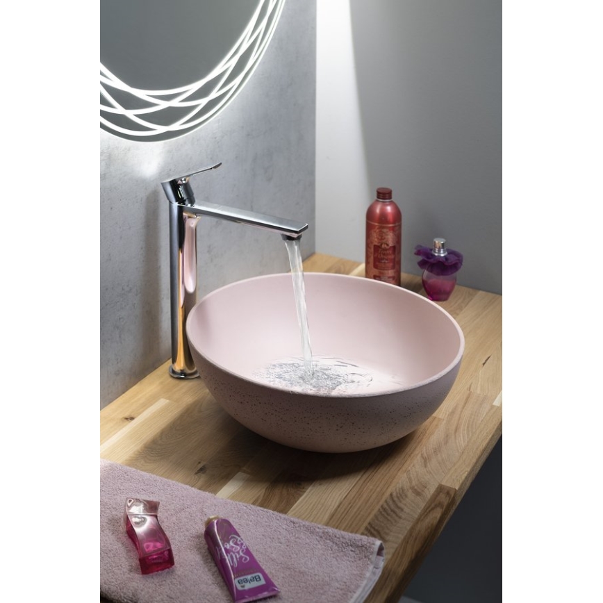 Sapho - Lavabo da appoggio FORMIGO Ø 39 cm cemento/rosa