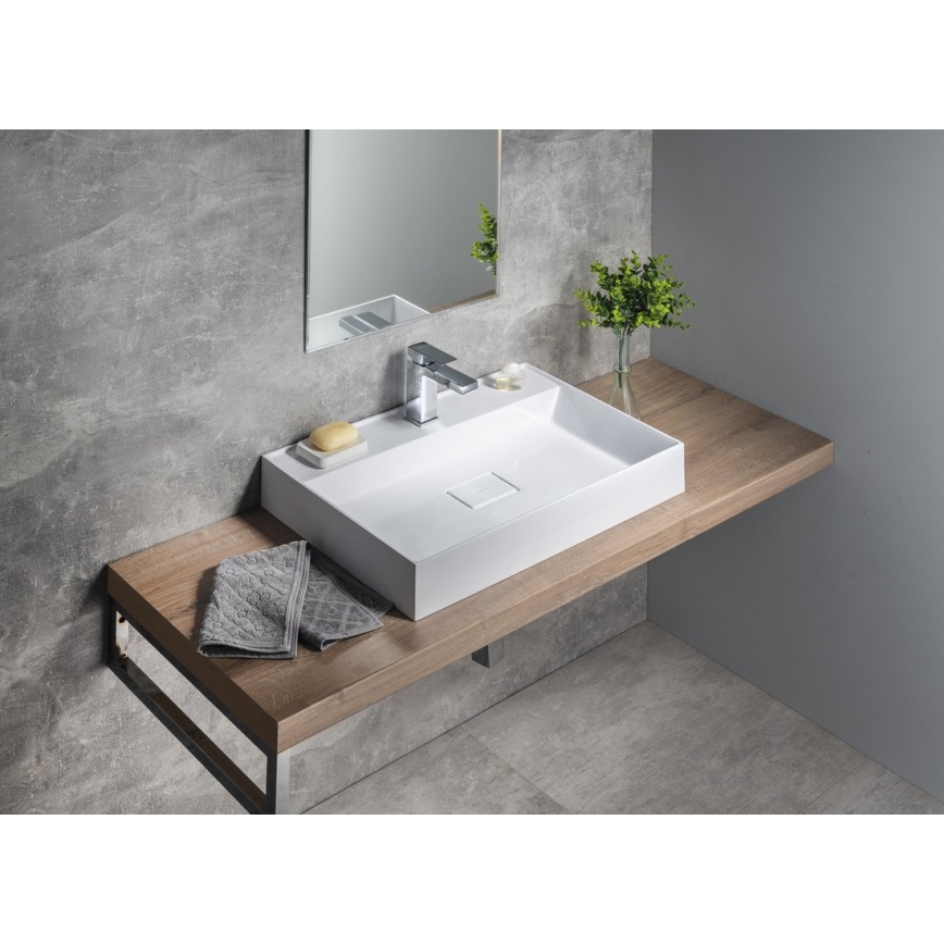 Sapho - Lavabo da appoggio GODIVA 68x44 cm marmo/bianco