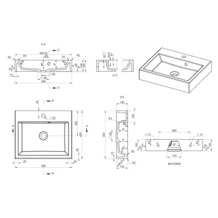 Sapho - Lavabo da appoggio ORINOKO 50x42 cm marmo/bianco