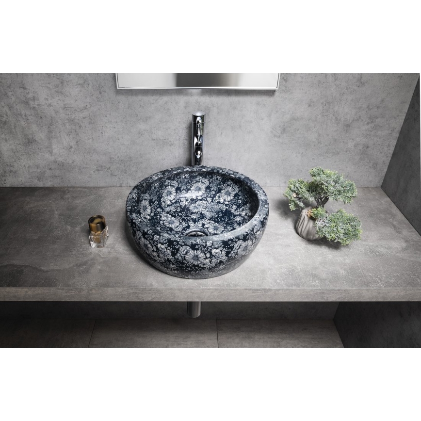 Sapho - Lavabo da appoggio PRIORI Ø 41 cm ceramica/blu