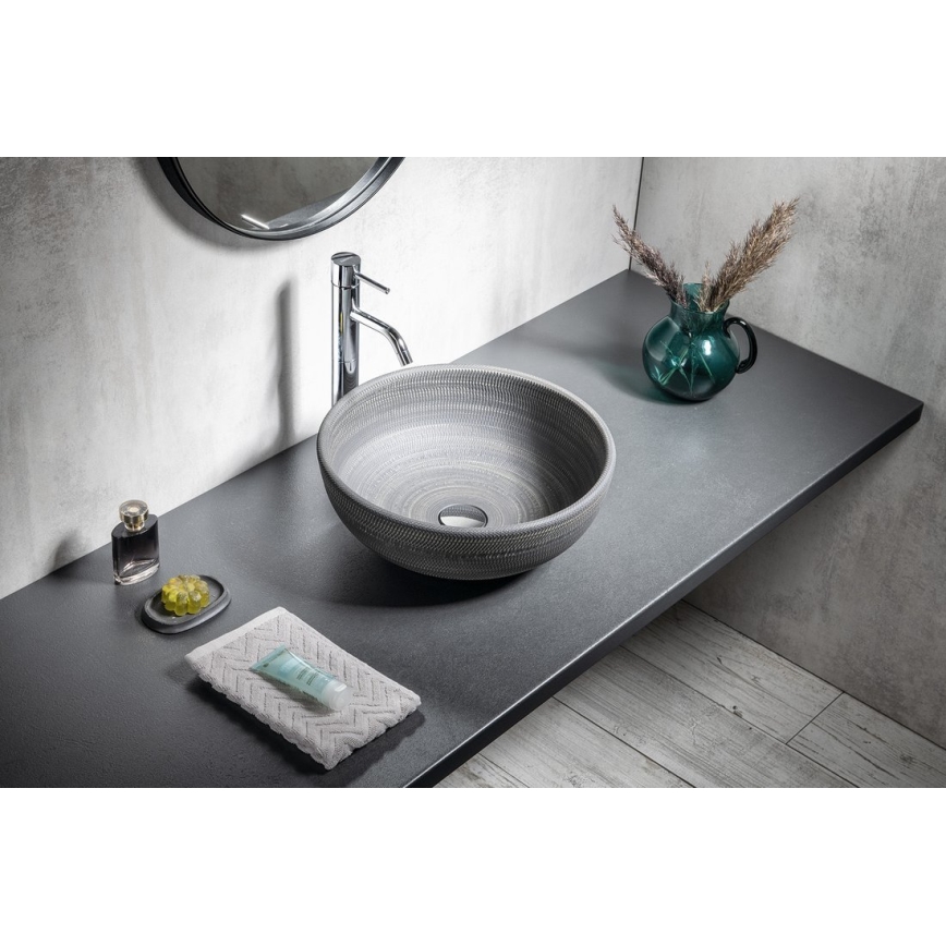 Sapho - Lavabo da appoggio PRIORI Ø 41 cm ceramica/grigio