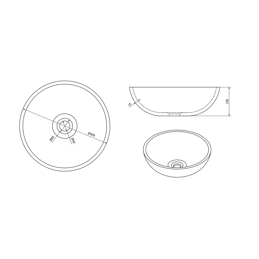 Sapho - Lavabo da appoggio PRIORI Ø 42 cm ceramica/verde