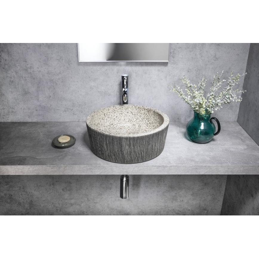 Sapho - Lavabo d'appoggio PRIORI Ø 41 cm bianco/grigio
