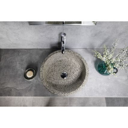 Sapho - Lavabo d'appoggio PRIORI Ø 41 cm bianco/grigio