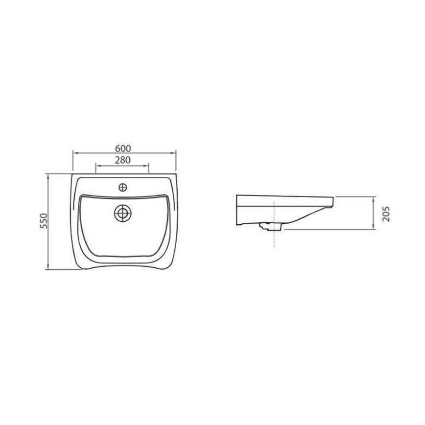 Sapho - Lavabo suspendu accessible DISABLED 60x55 cm céramique/blanc