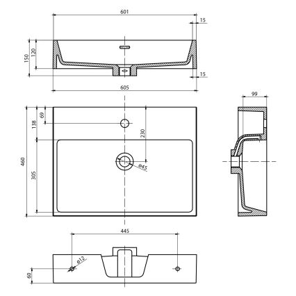 Sapho - Lavabo suspendu AQUATIC 60x46 cm céramique/blanc