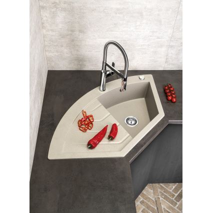 Sapho - Lavello angolare da cucina 114x57,5 cm granito/beige
