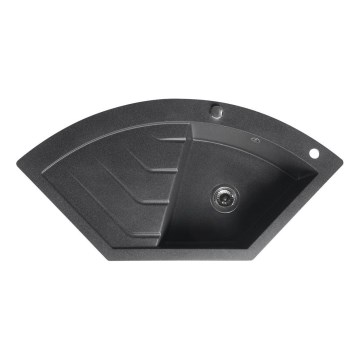 Sapho - Lavello angolare da cucina 114x57,5 cm granito/nero