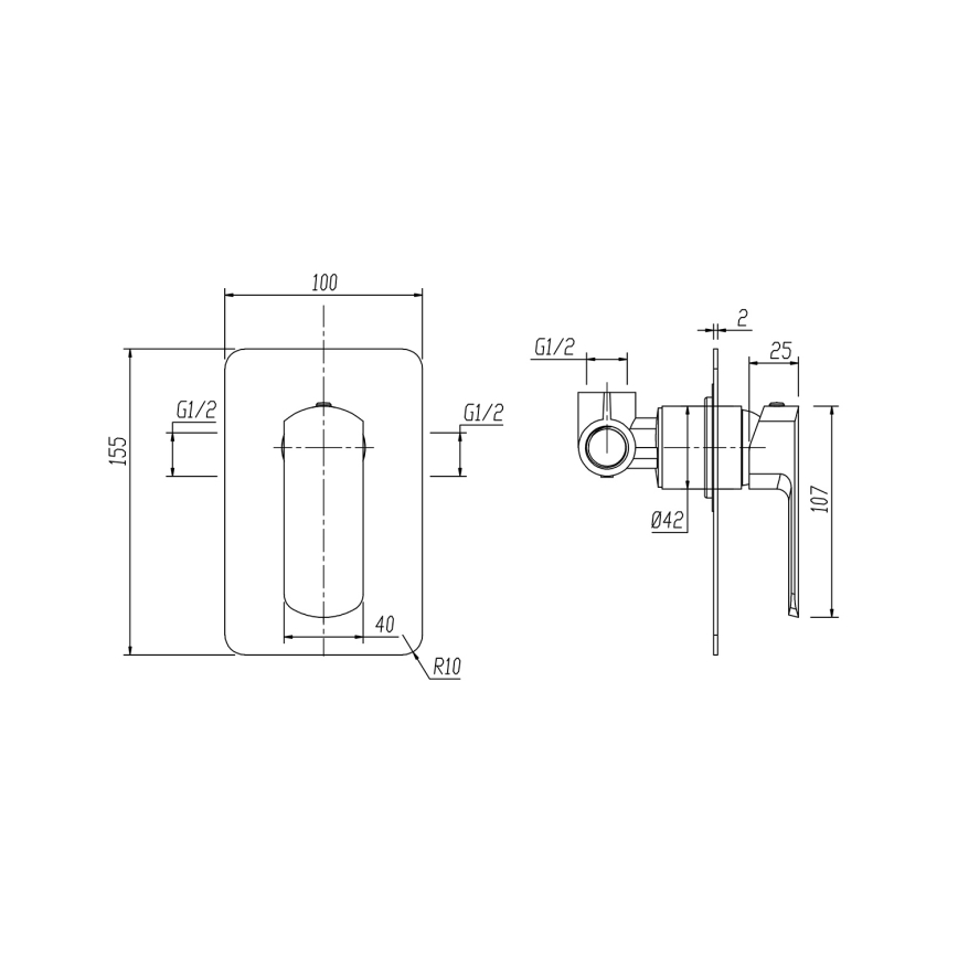 Sapho - Miscelatore doccia da incasso MIXONA, finitura cromata lucida