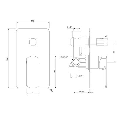 Sapho - Miscelatore doccia da incasso MIXONA, finitura cromo lucido
